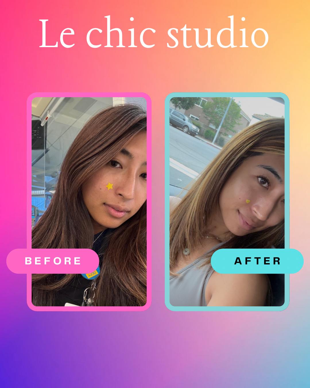 Colorful Gradient Modern Before and After Hair Salon Instagram Post